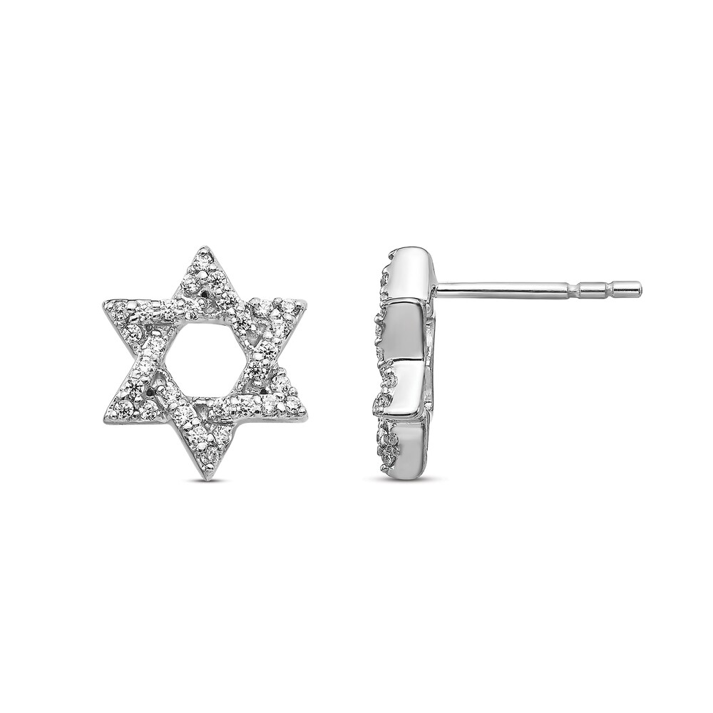 Diamond Star of David Stud Earrings 1/4 ct tw Round 14K White Gold 61cIkEpv