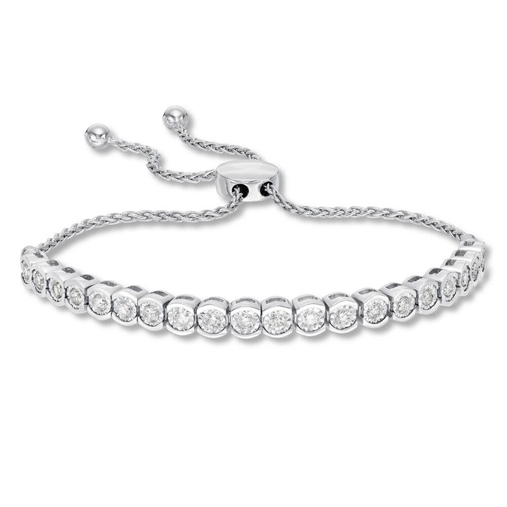 Diamond Bolo Bracelet 1 carat tw Round-cut Sterling Silver 633WdZ0z