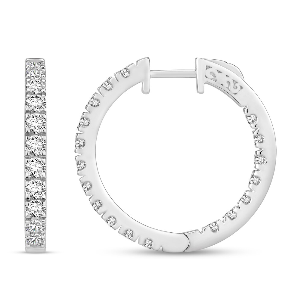 Diamond Hoop Earrings 3 ct tw Round 18K White Gold 637WT3DG