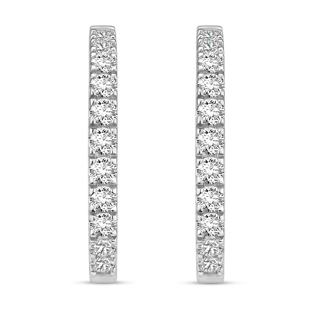 Diamond Hoop Earrings 3 ct tw Round 18K White Gold 637WT3DG