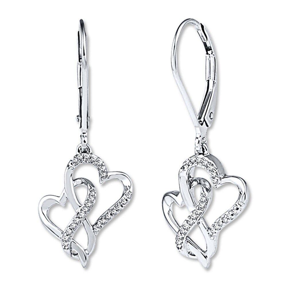 Infinity Heart Earrings 1/6 ct tw Diamonds Sterling Silver 644n9pI6