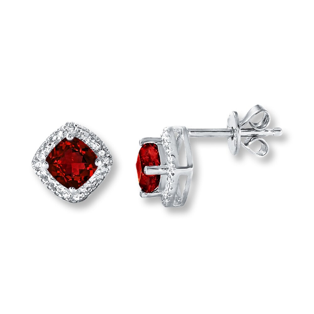 Lab-Created Rubies Diamond Accents Sterling Silver Earrings 6C3C6T9o