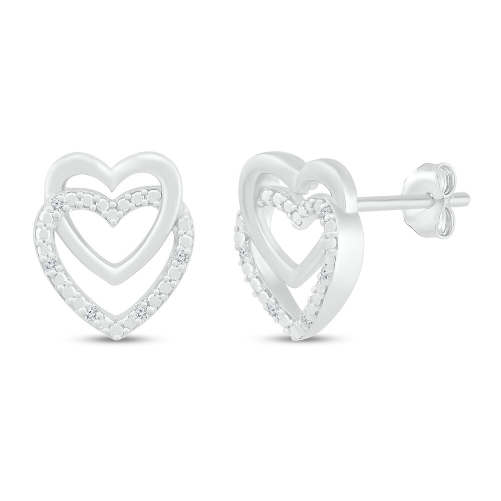 Heart Earrings Diamond Accents Sterling Silver 6GHsOgtn