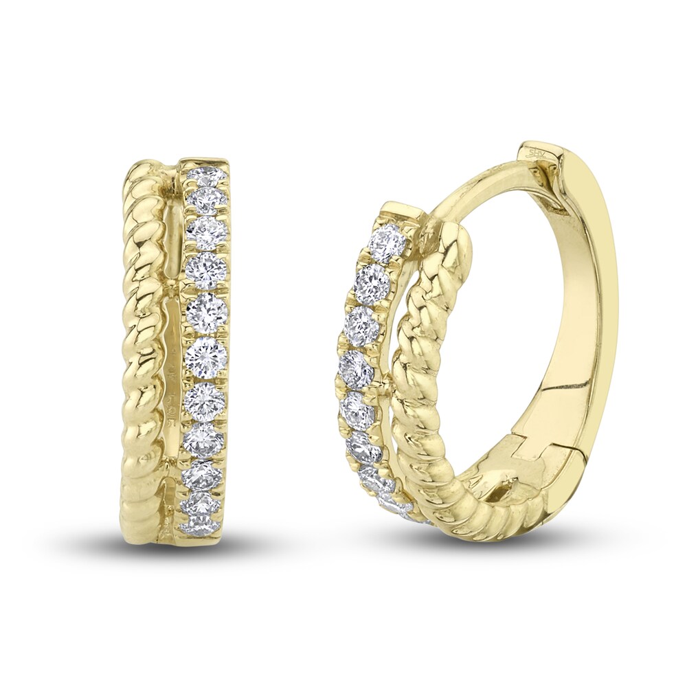 Shy Creation Diamond Huggie Earrings 1/6 ct tw Round 14K Yellow Gold SC55021775 6GNz147l