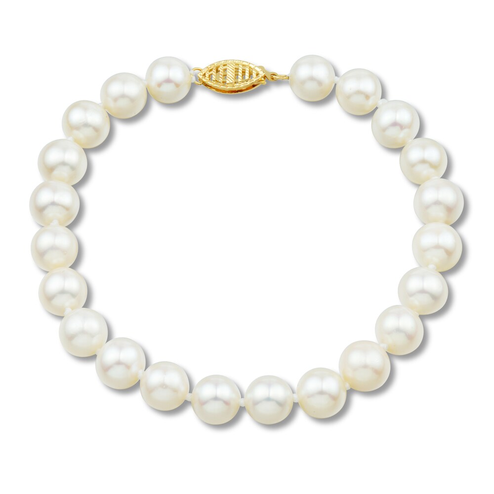 Cultured Pearl Strand Bracelet 14K Yellow Gold 6Gw2SMUY