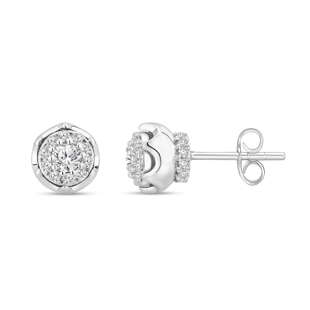 Diamond Stud Earrings 3/4 ct tw Round 14K White Gold 6HMAjCXL