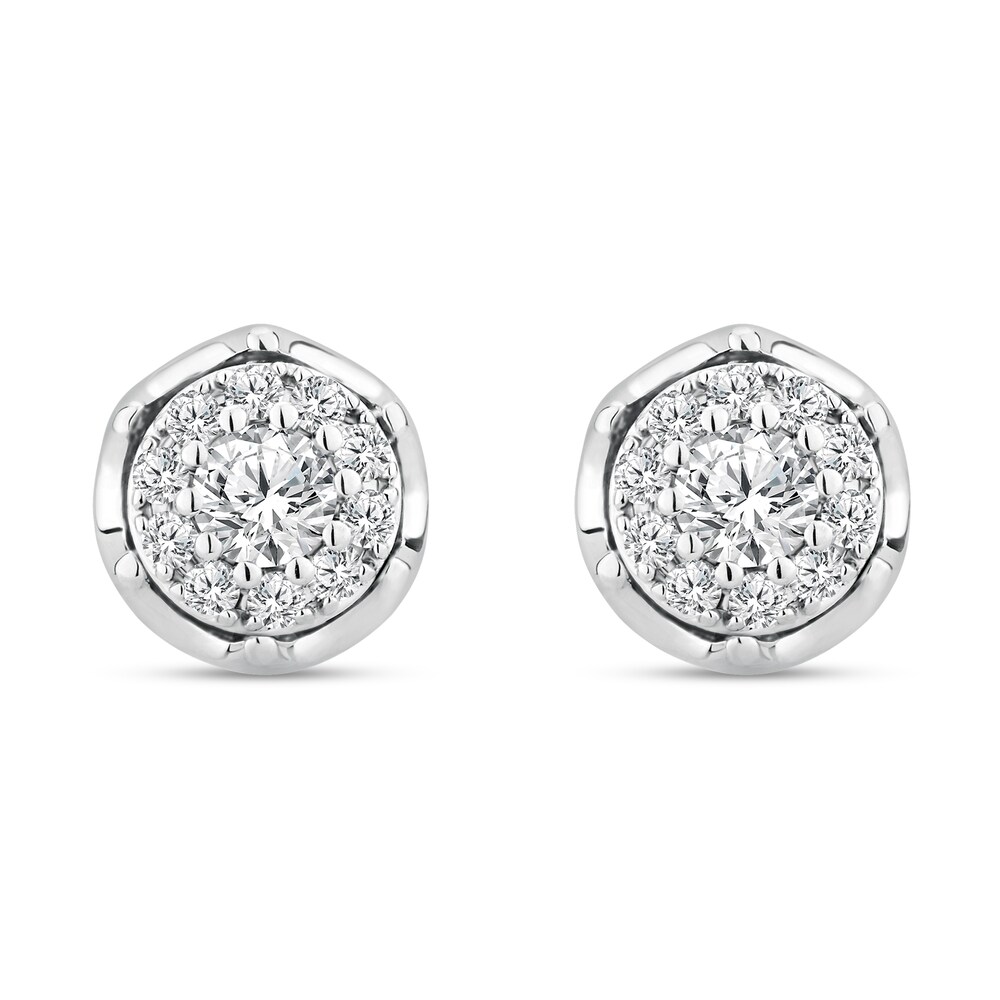 Diamond Stud Earrings 3/4 ct tw Round 14K White Gold 6HMAjCXL