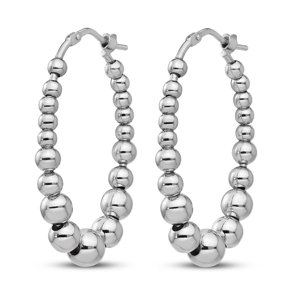 Beaded Hoop Earrings Sterling Silver 6MqzpLvY