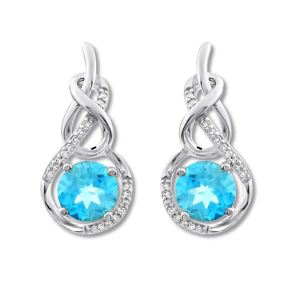 Blue Topaz Earrings 1/15 ct tw Diamonds Sterling Silver 6RCbyOSP