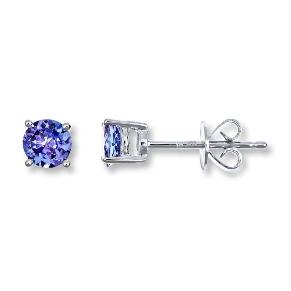 Tanzanite Earrings Round-cut 10K White Gold 6RM6wjVI