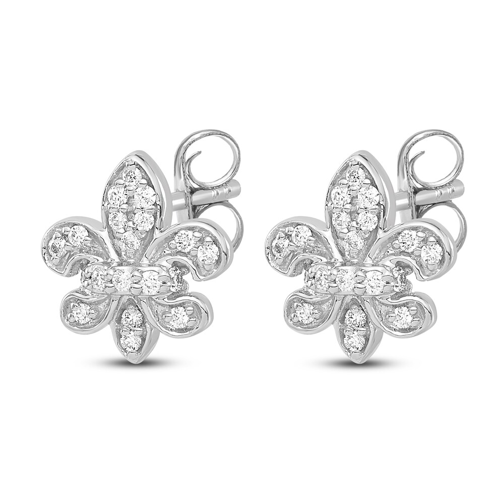 Fleur De Lys Earrings 1/20 ct tw Diamonds 14K White Gold 6URwokKS