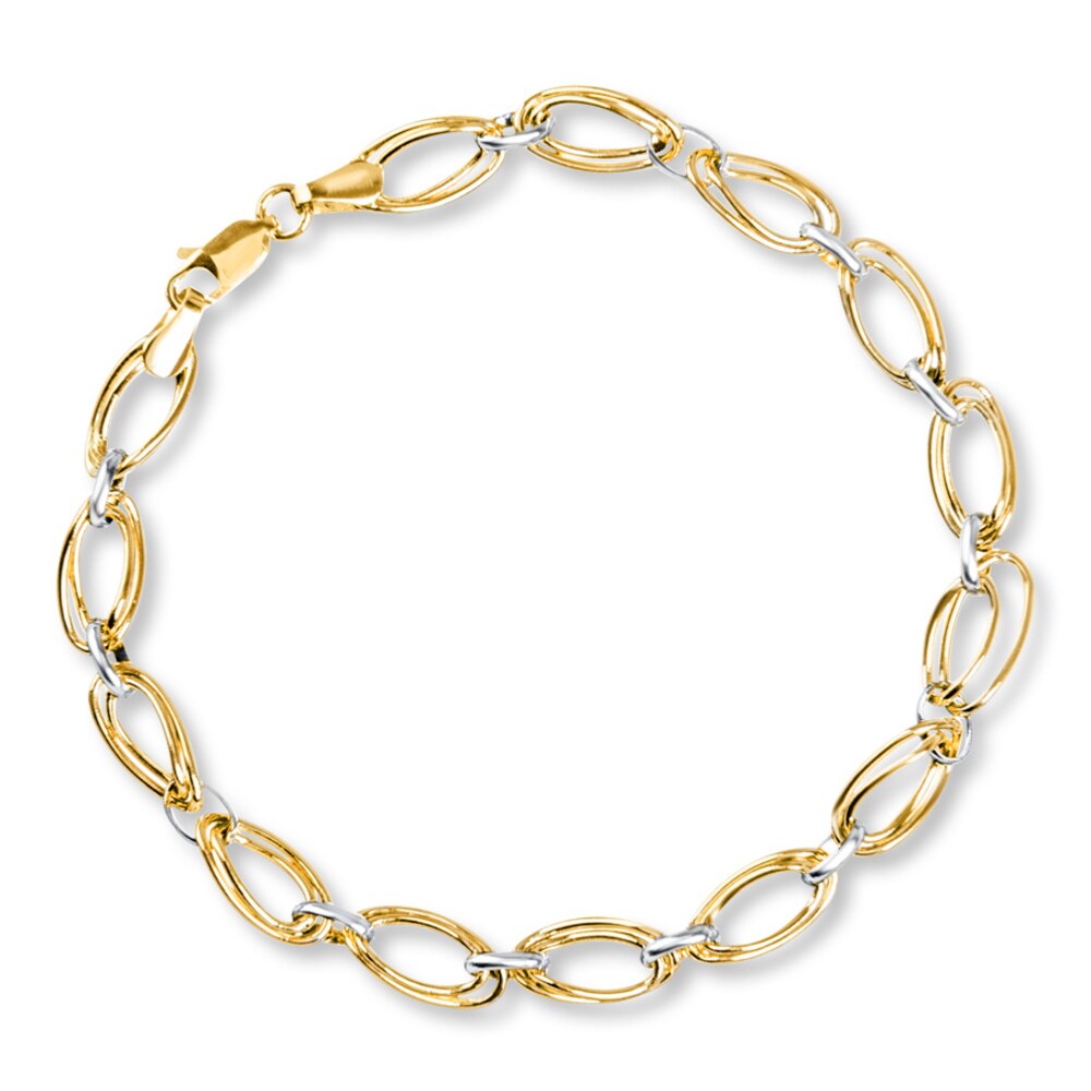 Wave Link Bracelet 14K Two-Tone Gold 7.5" Length 6UsEJMpN