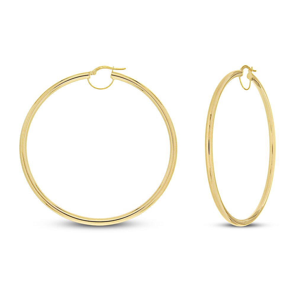 High Polish Hoop Earrings 14K Yellow Gold 6XkiK55F