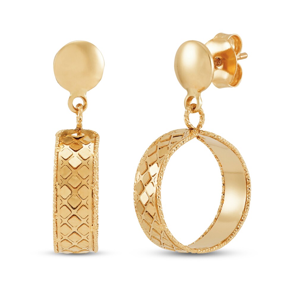 Italia D'Oro Hoop Drop Earrings 14K Yellow Gold 6ZDJsfxe