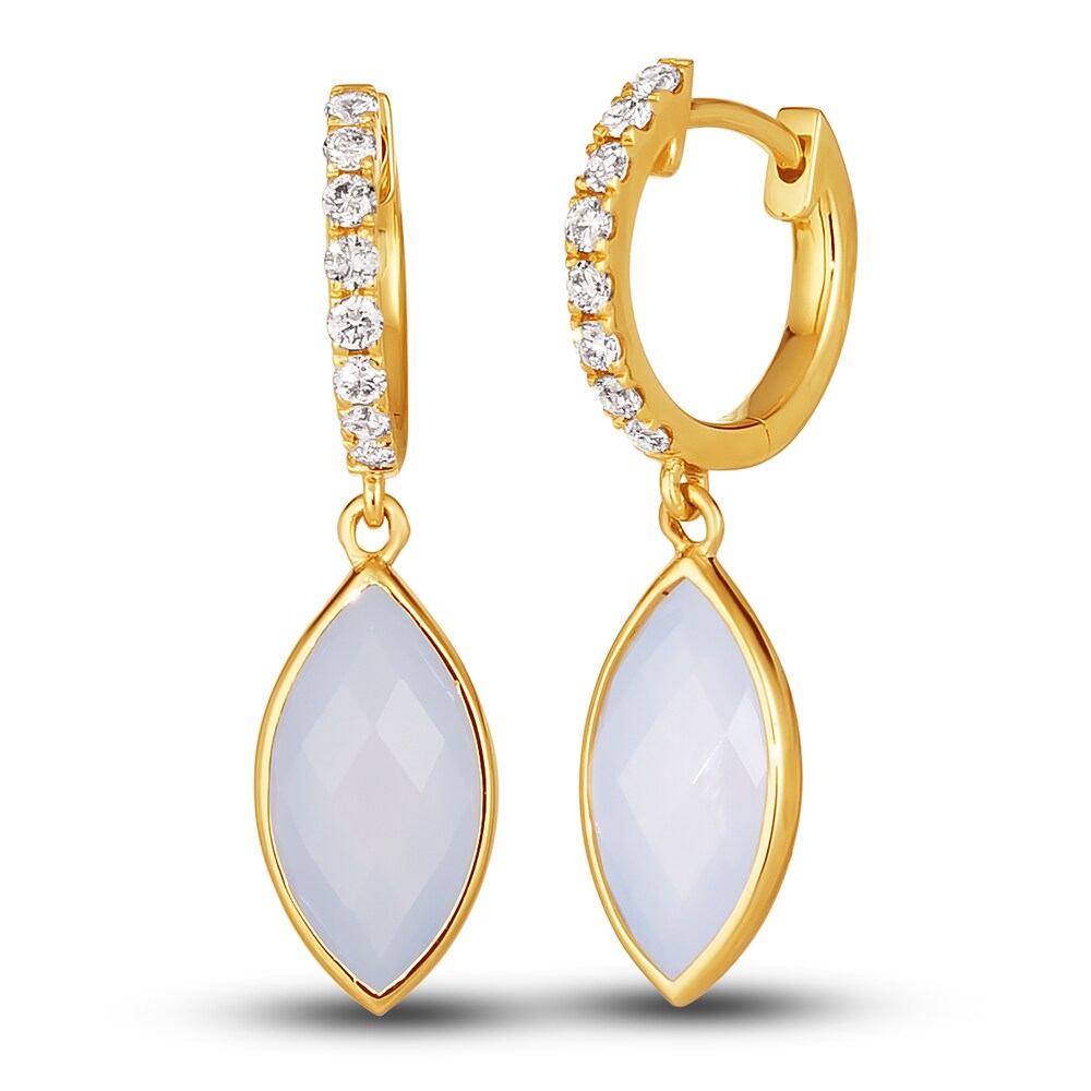 Le Vian Natural Blue Chalcedony Earrings 1/5 ct tw Diamonds 14K Honey Gold 6aXM5dPT