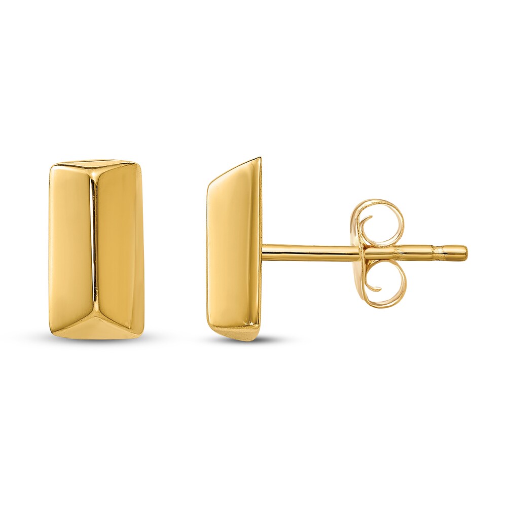 Fancy Bar Stud Earrings 14K Yellow Gold 6b9MxRBr