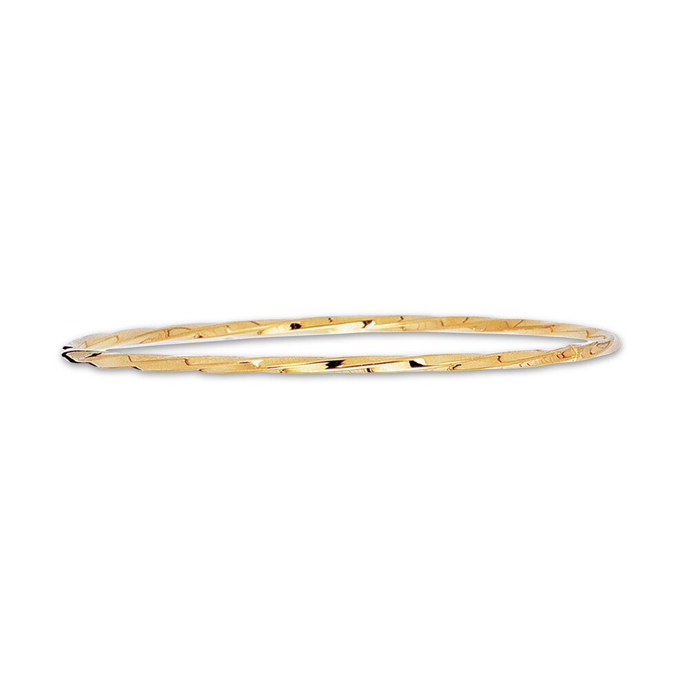Diamond-Cut Stackable Bangle Bracelet 14K Yellow Gold 8" 6pevUJQb