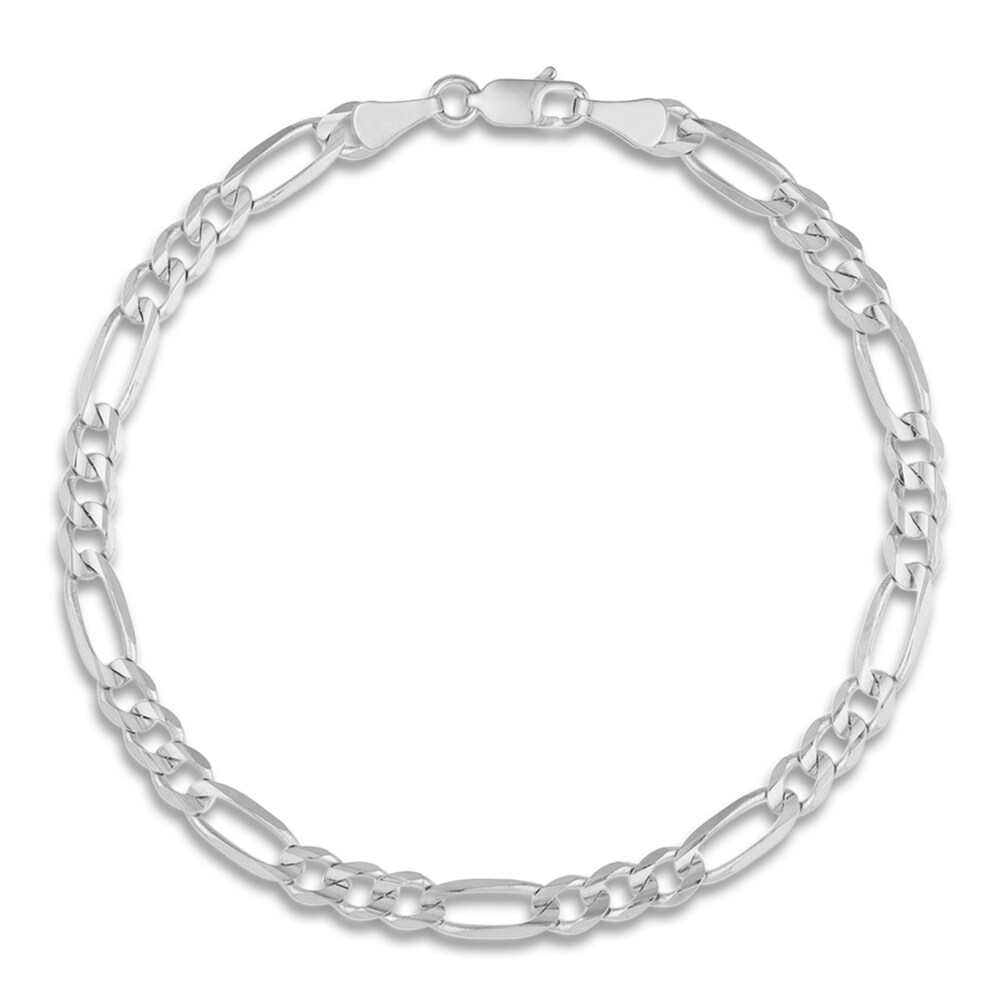 Figaro Chain Bracelet 14K White Gold 8" 6qCKVxss