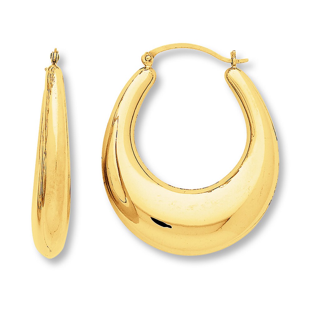Tapered Hoop Earrings 14K Yellow Gold 6rp9a1kv [6rp9a1kv]