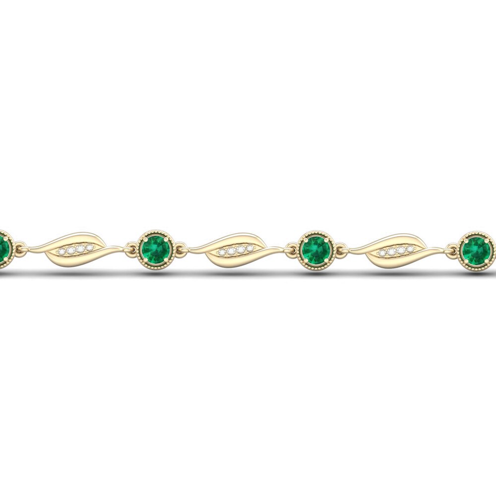 Lab-Created Emerald Bracelet Diamond Accents 10K Yellow Gold 6vpJ8EcM