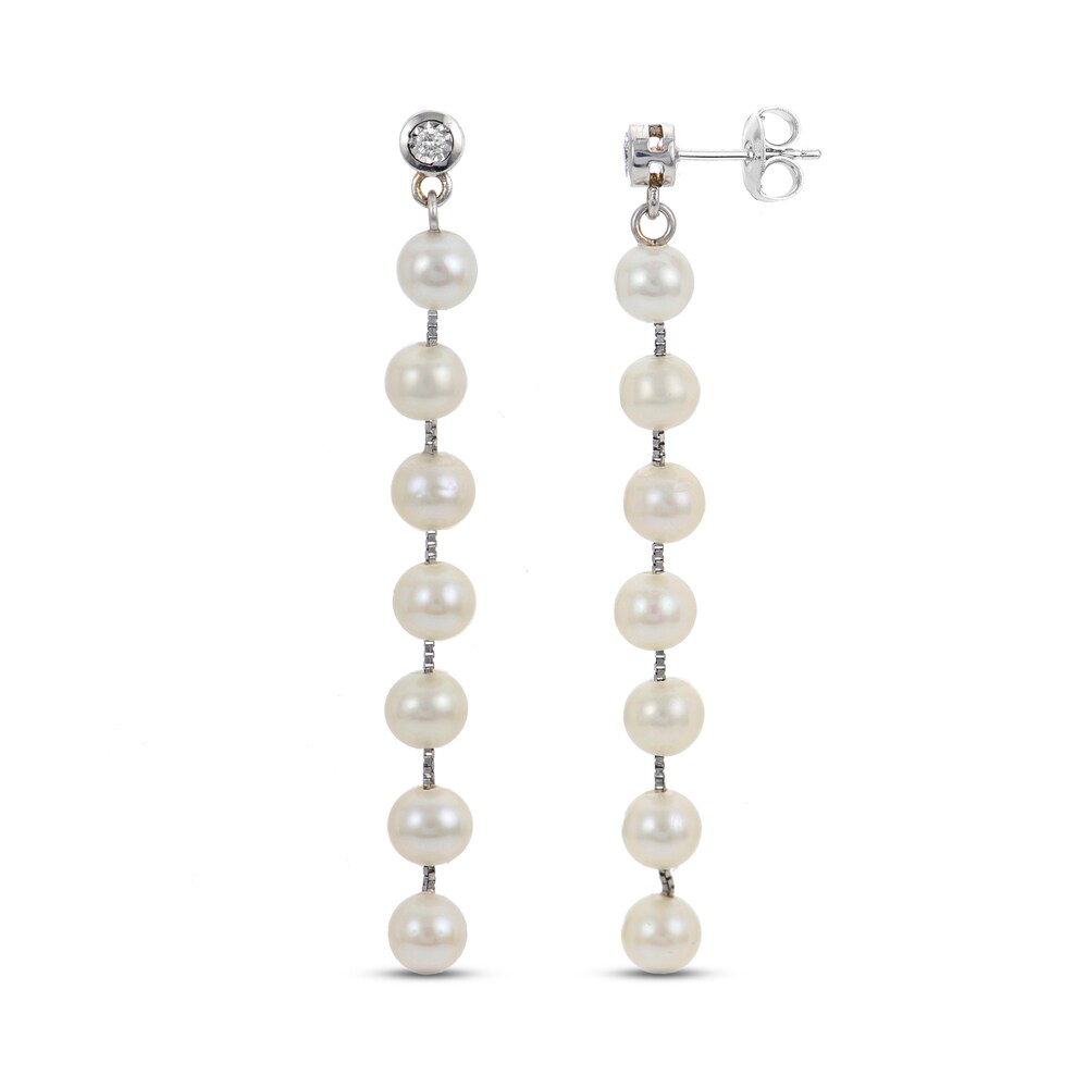 Cultured Freshwater Pearl Earrings Diamond Accent 14K White Gold 6yF3BBkD