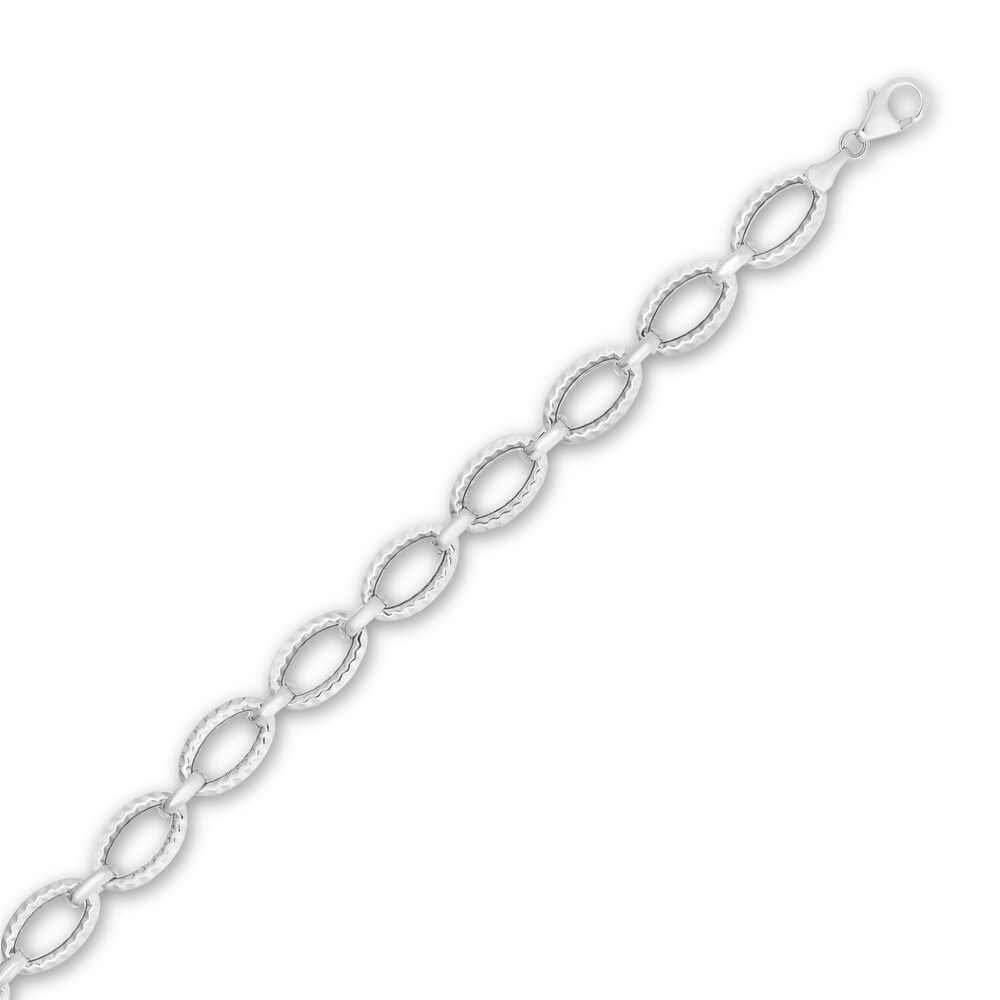 Diamond-Cut Link Bracelet 14K White Gold 7.25" 6yhokoFV