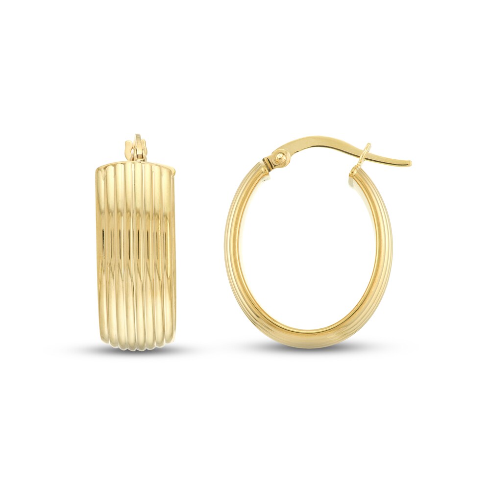 Ribbed Hoop Earrings 14K Yellow Gold 6zp7rPjG