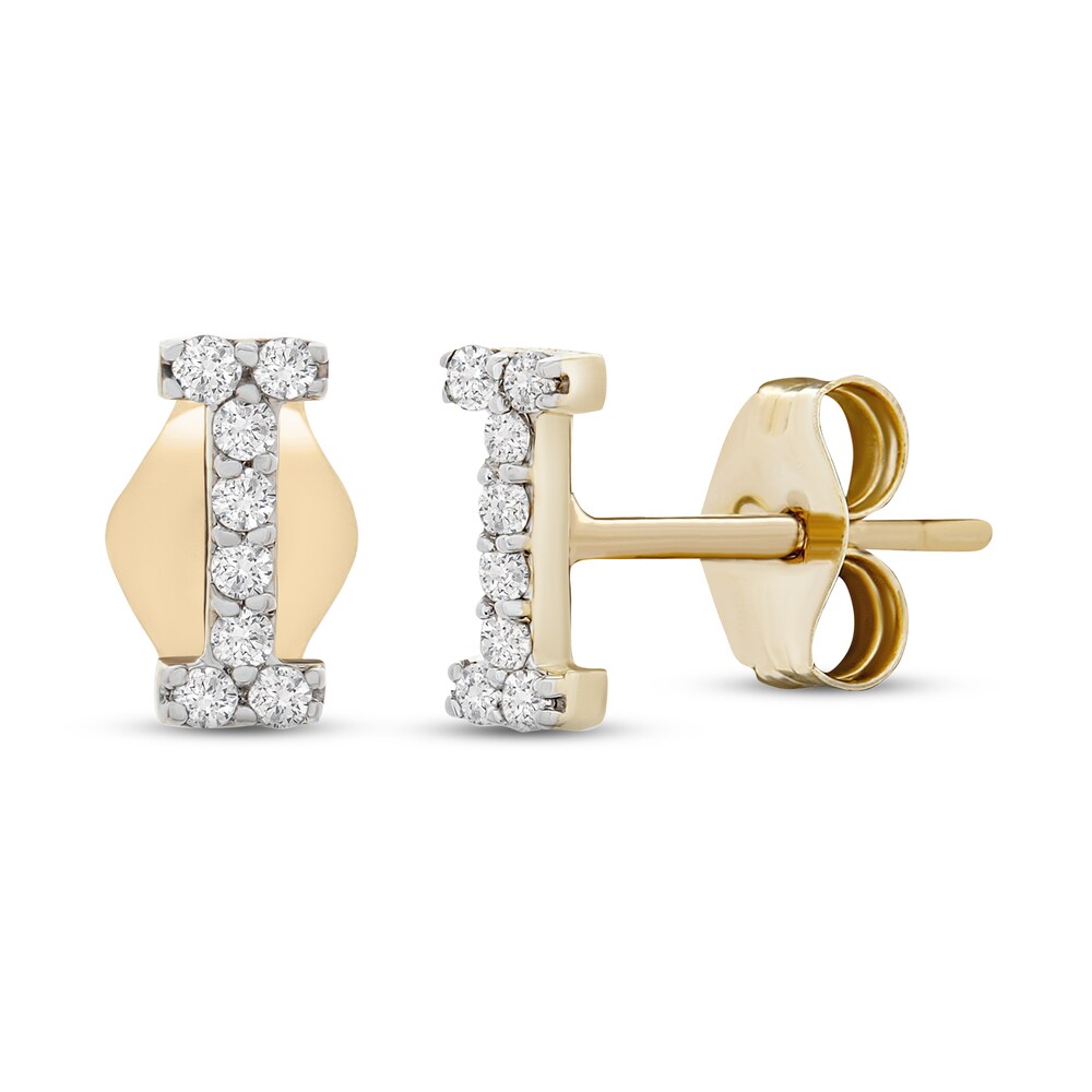 Diamond Letter I Earrings 1/10 ct tw Round 10K Yellow Gold 78KbcxYY