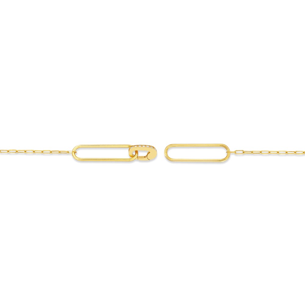 Diamond Paperclip Chain Bracelet 1/15 ct tw Round 14K Yellow Gold 5.5\" 7BJJkmhb