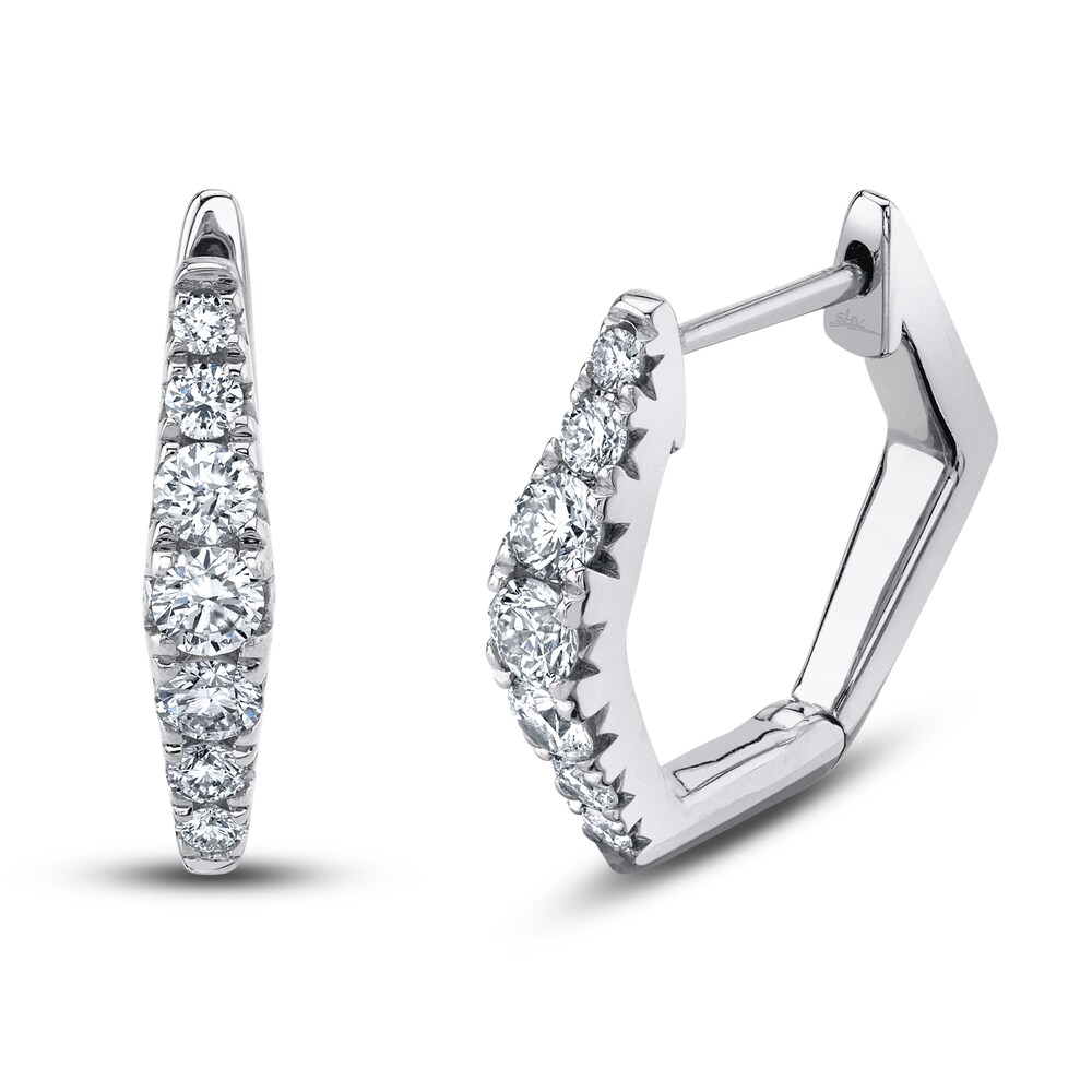 Shy Creation Diamond Huggie Earrings 3/8 ct tw Round 14K White Gold SC22007950 7Bn6TEqU