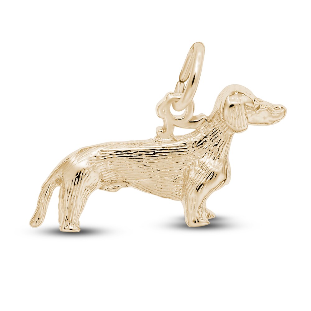 Dachshund Dog Charm 14K Yellow Gold 7GfuLw1M