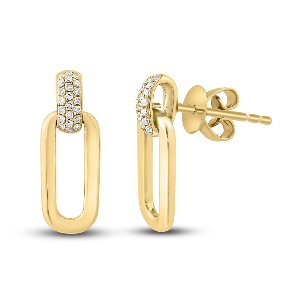 LALI Jewels Diamond Link Earrings 1/8 ct tw Round 14K Yellow Gold 7QLvJHcT