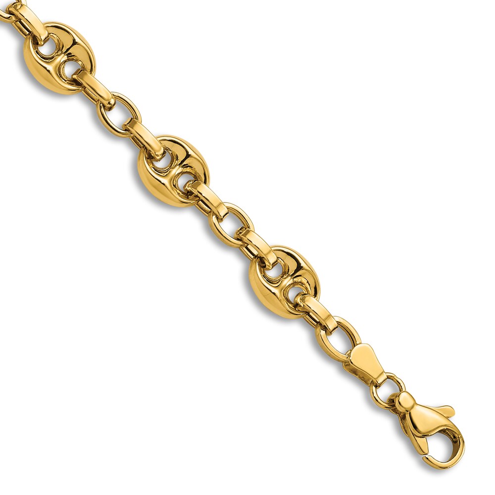 High-Polish Mariner Link Bracelet 14K Yellow Gold 7.75" 7S8L6Suw