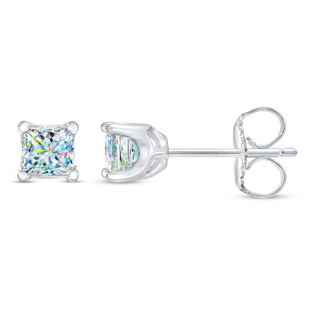 THE LEO First Light Diamond Solitaire Earrings Princess 1/2 ct tw 14K White Gold (I1/I) 7WceQvds
