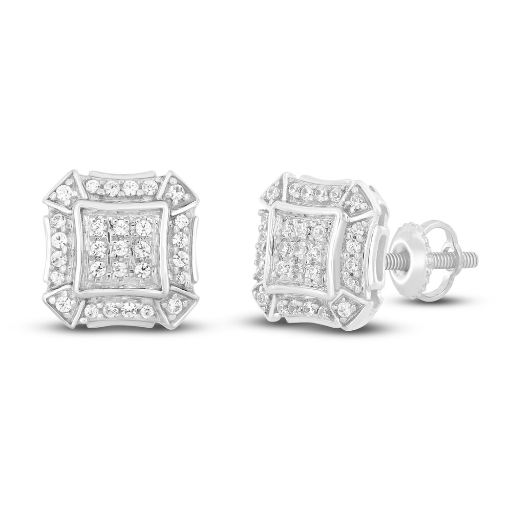 Men\'s Diamond Stud Earrings 1/6 ct tw Round 10K White Gold 7b9G0FQi