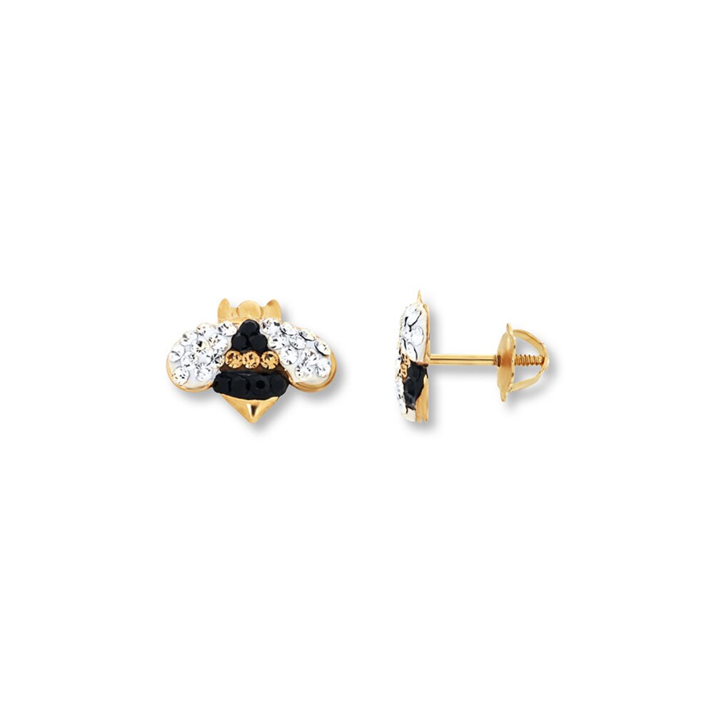 Children's Crystal Bee Earrings 14K Yellow Gold 7hM7eer1