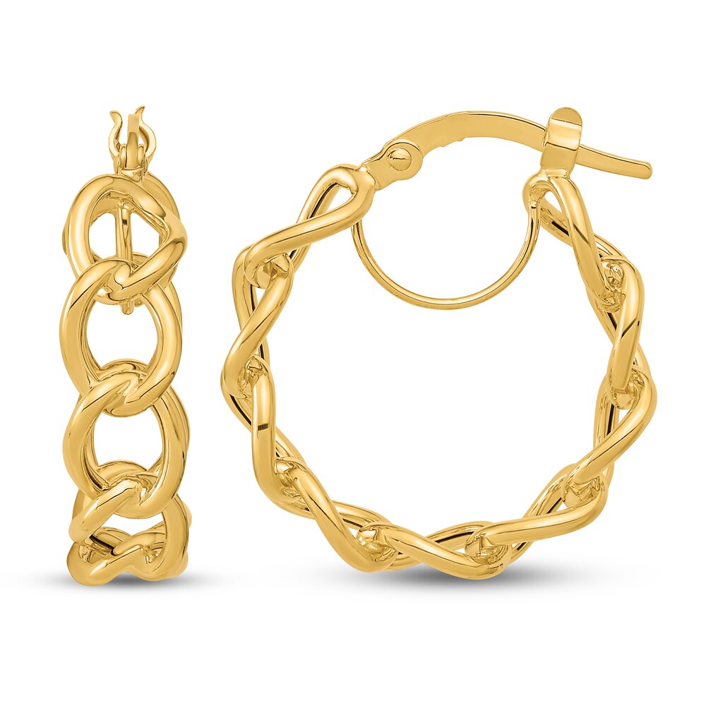 Light Twisted Link Hoop Earrings 14K Yellow Gold 7hO7UYmp