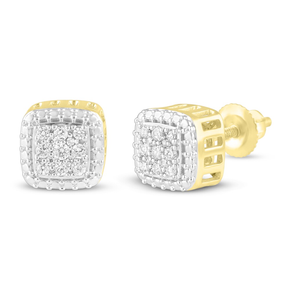 Men\'s Diamond Stud Earrings 1/6 ct tw Round 10K Yellow Gold 7lKFjx1a