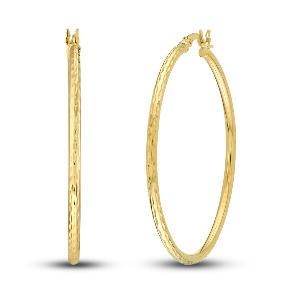 Diamond-Cut Round Hoop Earrings 14K Yellow Gold 40mm 7pOTspES