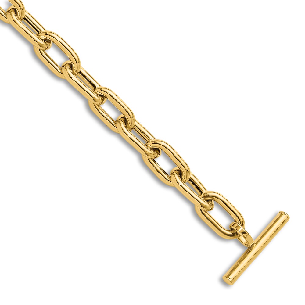 High-Polish Oval Link Toggle Bracelet 14K Yellow Gold 7.5" 7qZIlcSs