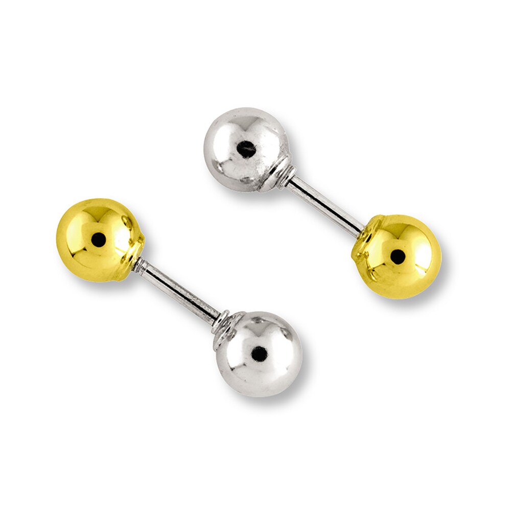Reversible Ball Earrings 14K Two-Tone Gold 7yeYm2Kb