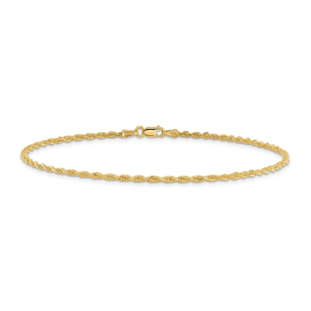 Diamond-Cut Rope Chain Anklet 14K Yellow Gold 10" 868iTAyk