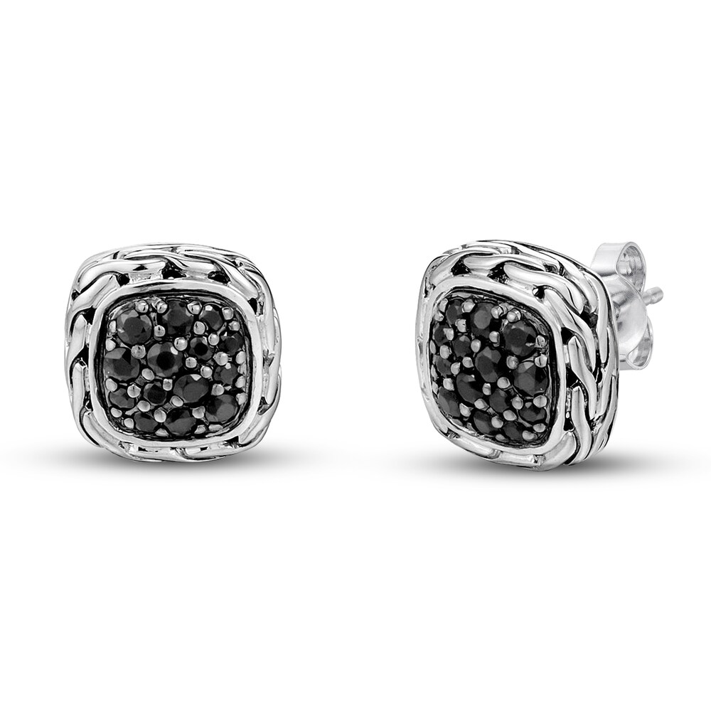 John Hardy Classic Chain Stud Earrings Black Sapphire Sterling Silver 86uuBvtZ