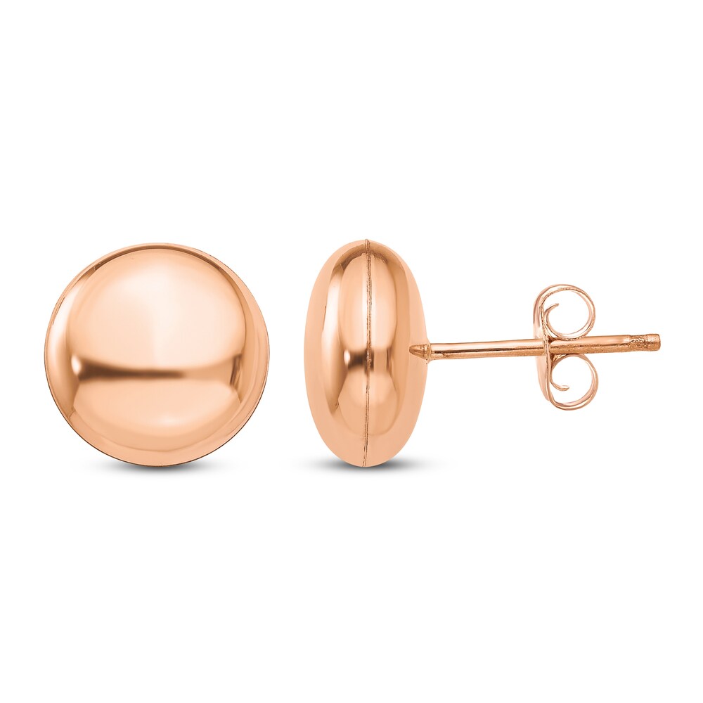 Button Stud Earrings 14K Rose Gold 10.5MM 88zz6z0X