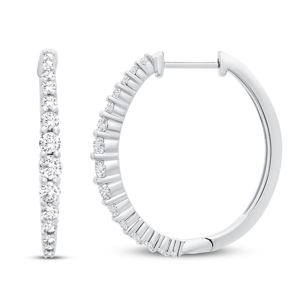 Diamond Hoop Earrings 1 ct tw Round 14K White Gold 8Dfx9bzj