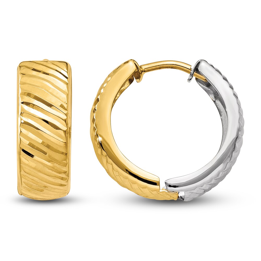 Twisted Hoop Earrings 14K Two-Tone Gold 15mm 8FWSJPCN