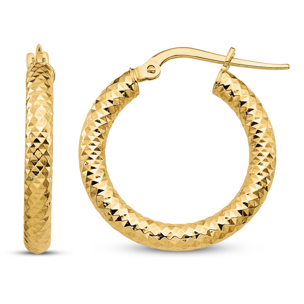 Diamond-Cut Hoop Earrings 14K Yellow Gold 8Hj5o4pP