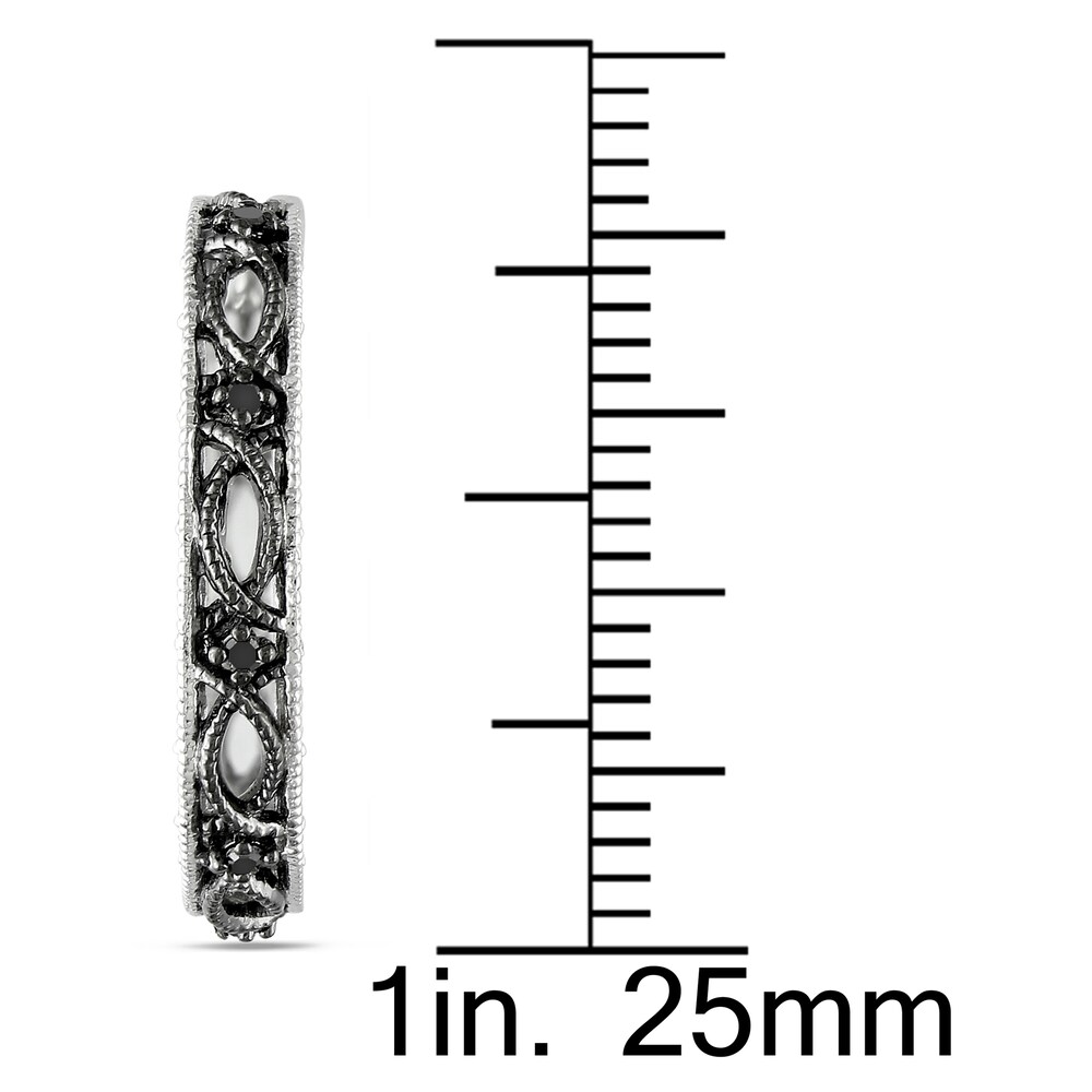 Black Diamond Hoop Earrings 1/10 ct tw Round Sterling Silver 8Hmi7bz1