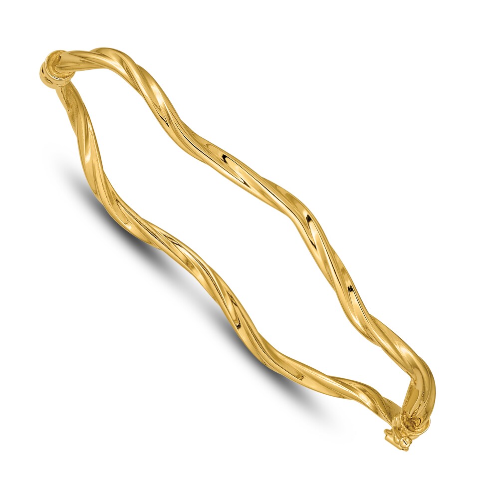 Twisted Hinged Bangle Bracelet 14K Yellow Gold 7" 8NWg5vzT
