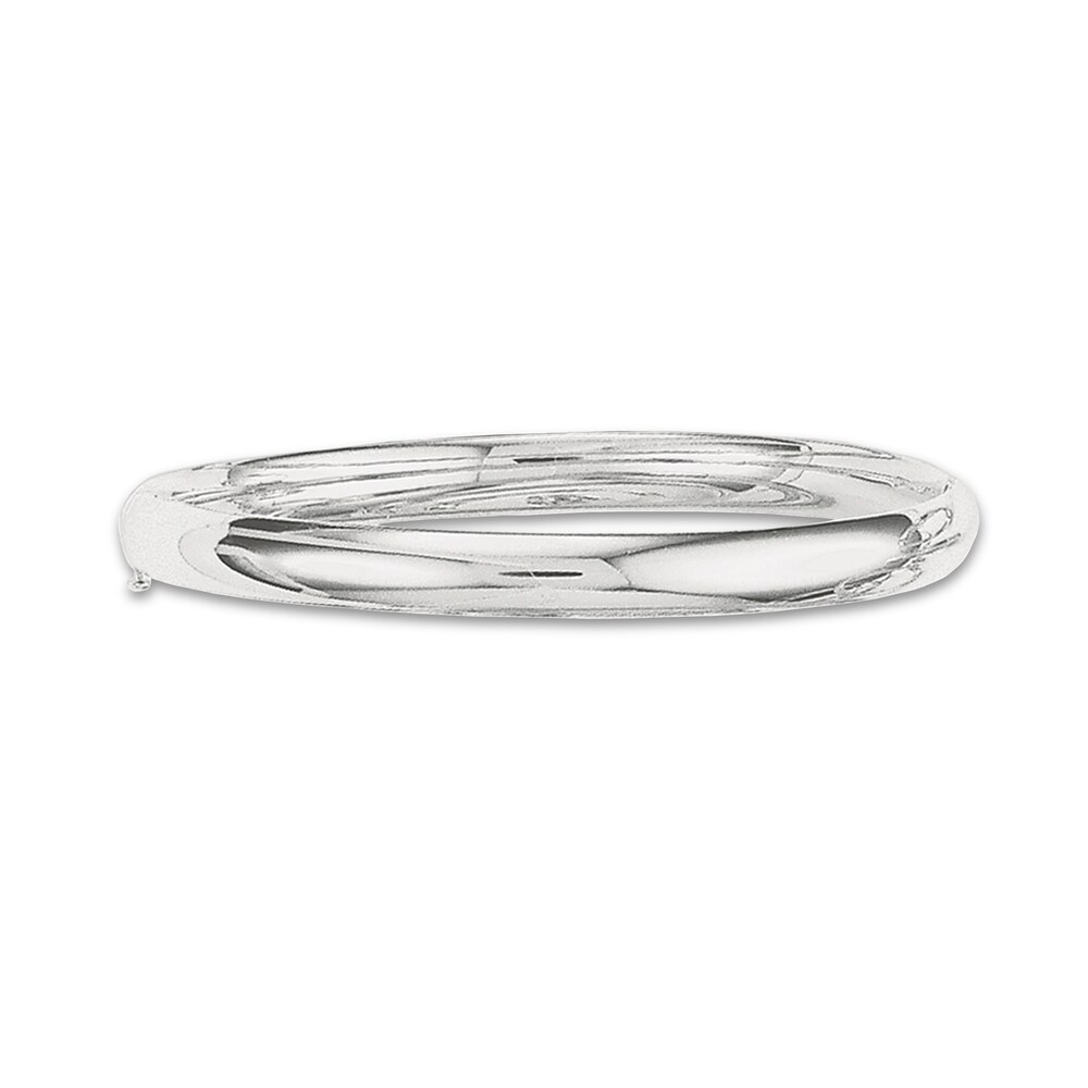 Polished Bangle Bracelet 14K White Gold 7" 8SQSTLOz